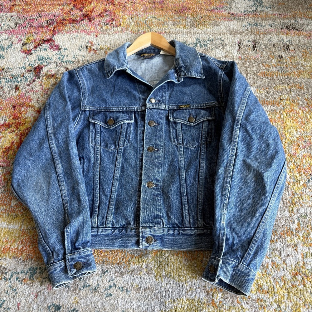 Vintage 70s/80s Wrangler USA Denim Trucker Jacket Mens M Wash 74560SW